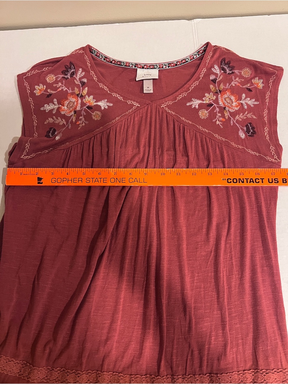 Knox Rose Sleeveless Boho Floral Embroidered Tunic Peasant Top Blouse Festival M - Picture 11 of 15